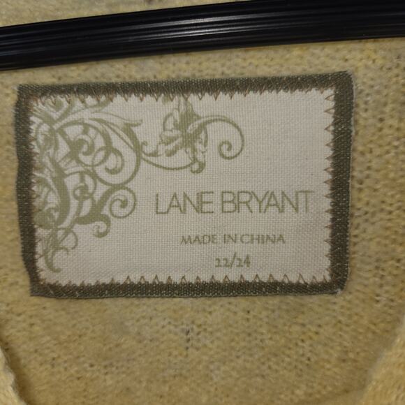 Lane Bryant Pullover Sweater Womens Yellow 22/24 Wool Cable Knit Hooded Cold - Picture 3 of 14